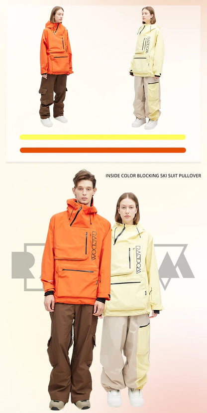 RandomPow Pullover Hooded Unisex Snow Jacket Yellow | randompow, snow coat | RicosBoutique