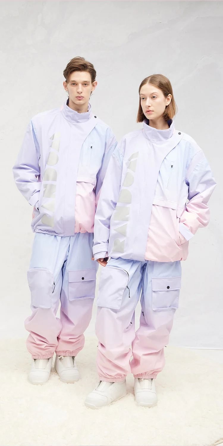 RandomPow Unisex Ombré Snow Jacket & Pants PurplePink Set | snow coat, trending | RicosBoutique