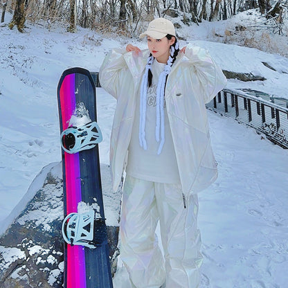 Chopchop Polar White Reflective Snowboarding Jacket & Pants | 3M, trending | RicosBoutique