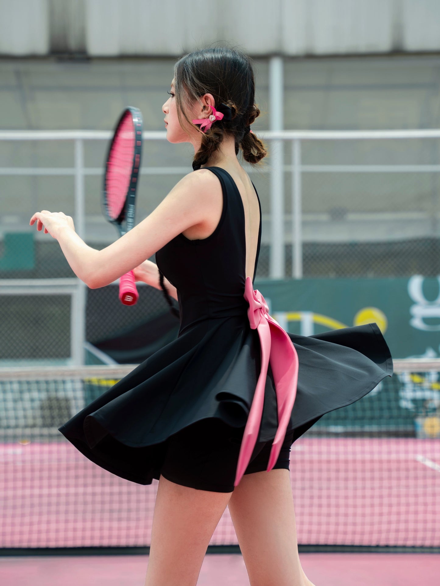 LMD Black Pink Dry Fit Tennis Dress