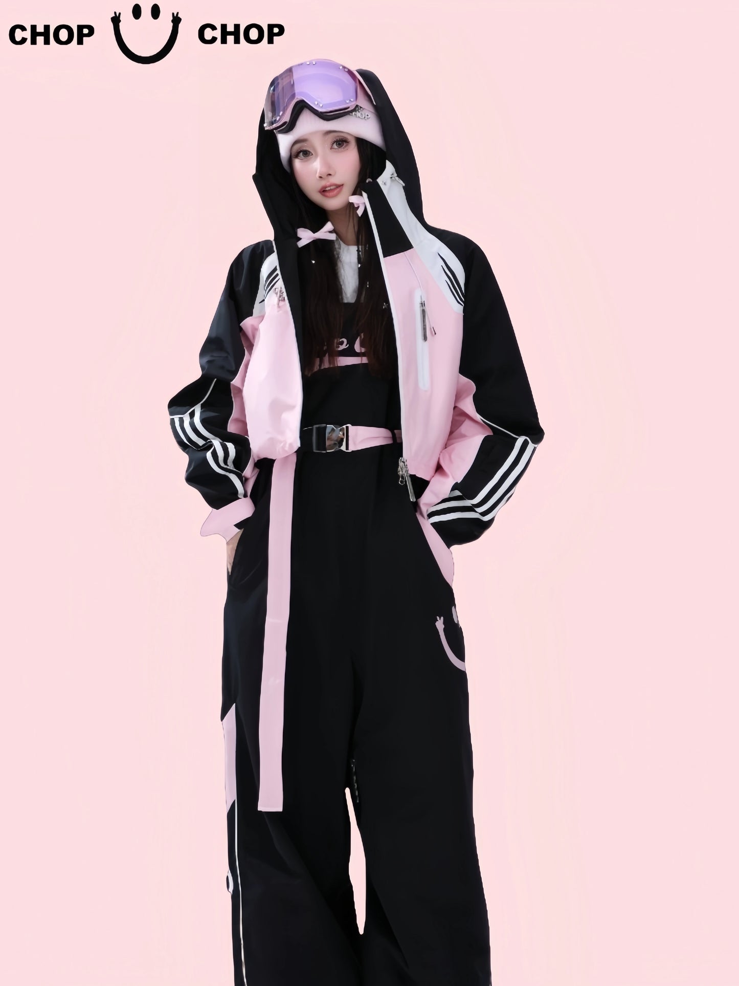 CHOPCHOP Black Pink 3L Cropped Jacket &  Bibpants