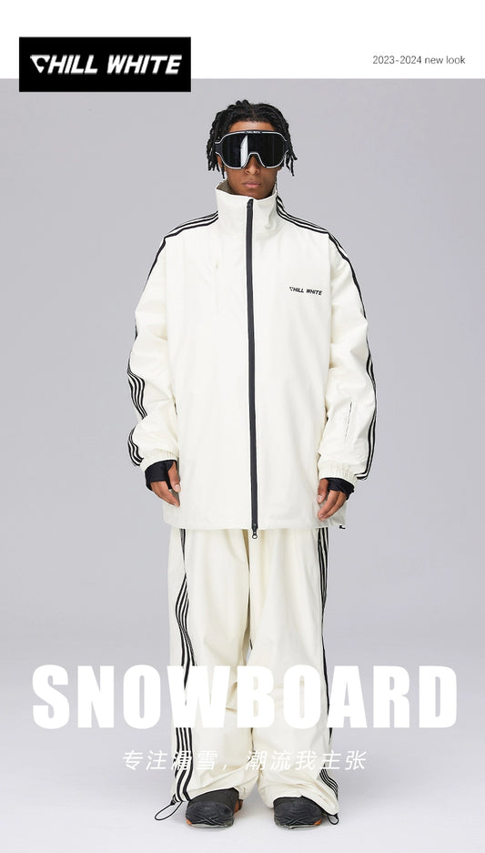 ChillWhite Black & White Strips Snowboarding Jackets & Pants | 23new, snow, snow coat, trending, 黑白系列 | Rico’s Snow Boutique