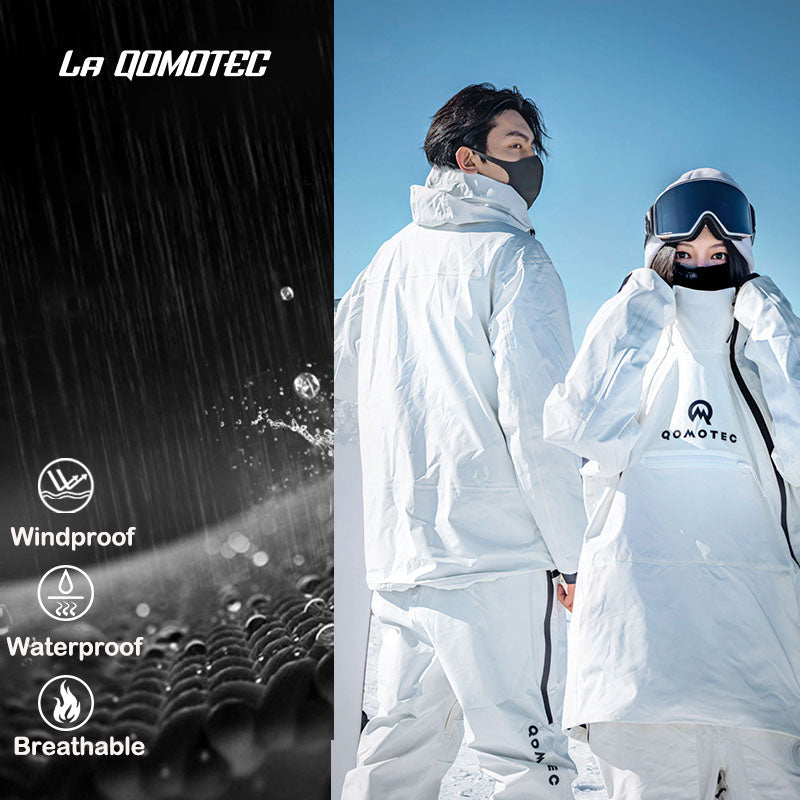 LA QOMOTEC White Hooded Zipper Snowboarding & Skiing Suit | 23new, qomotec, snow coat, trending | RicosBoutique