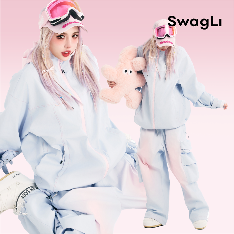 Swagli Bubble Gum Oversize Snowboarding Jacket & Pants | Snow Suits | 24/25 new, swagli, 腮红 | Rico’s Snow Boutique