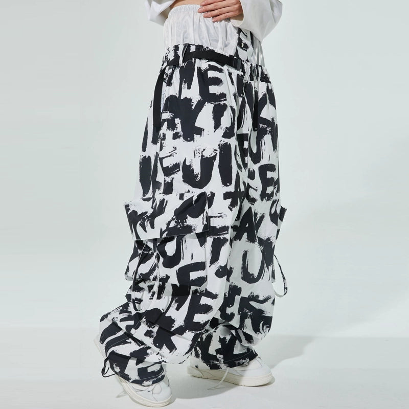 SWAGLI Black&White Graffiti Snowboarding Pants