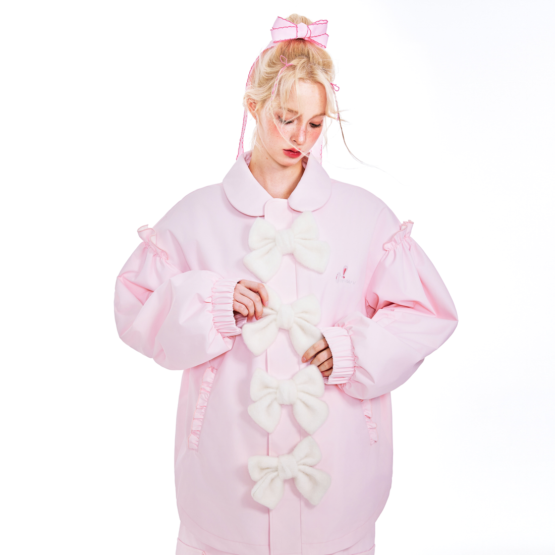 LMD Snow Pinky Plush Ribbon 3L Snowboarding Suit | Snow Suits | 24/25 new, trending, 蝴蝶结 | Rico’s Snow Boutique