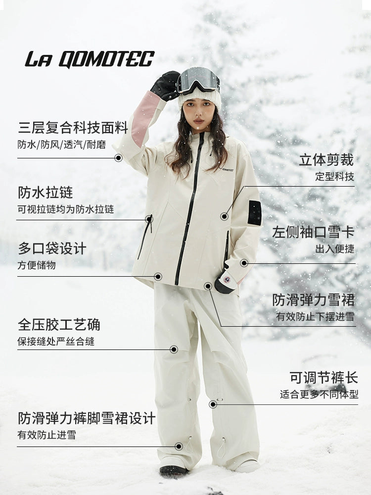 LA QOMOTEC Ivory 3L Snowboarding&Skiing Suit | 23new, qomotec, snow coat, trending | RicosBoutique