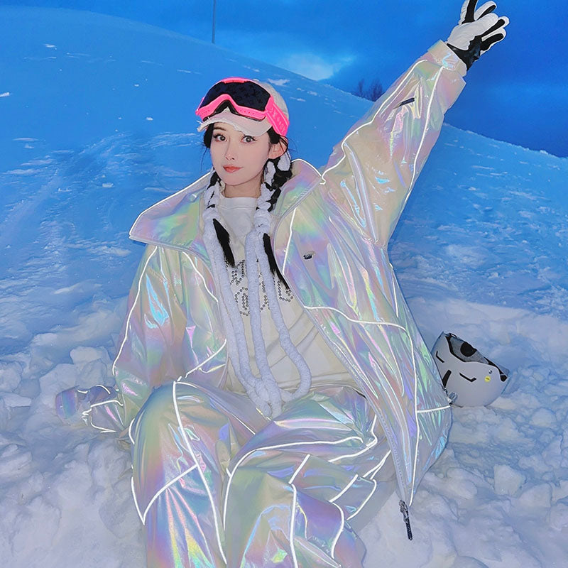 Chopchop Polar White Reflective Snowboarding Jacket & Pants | 3M, trending | RicosBoutique