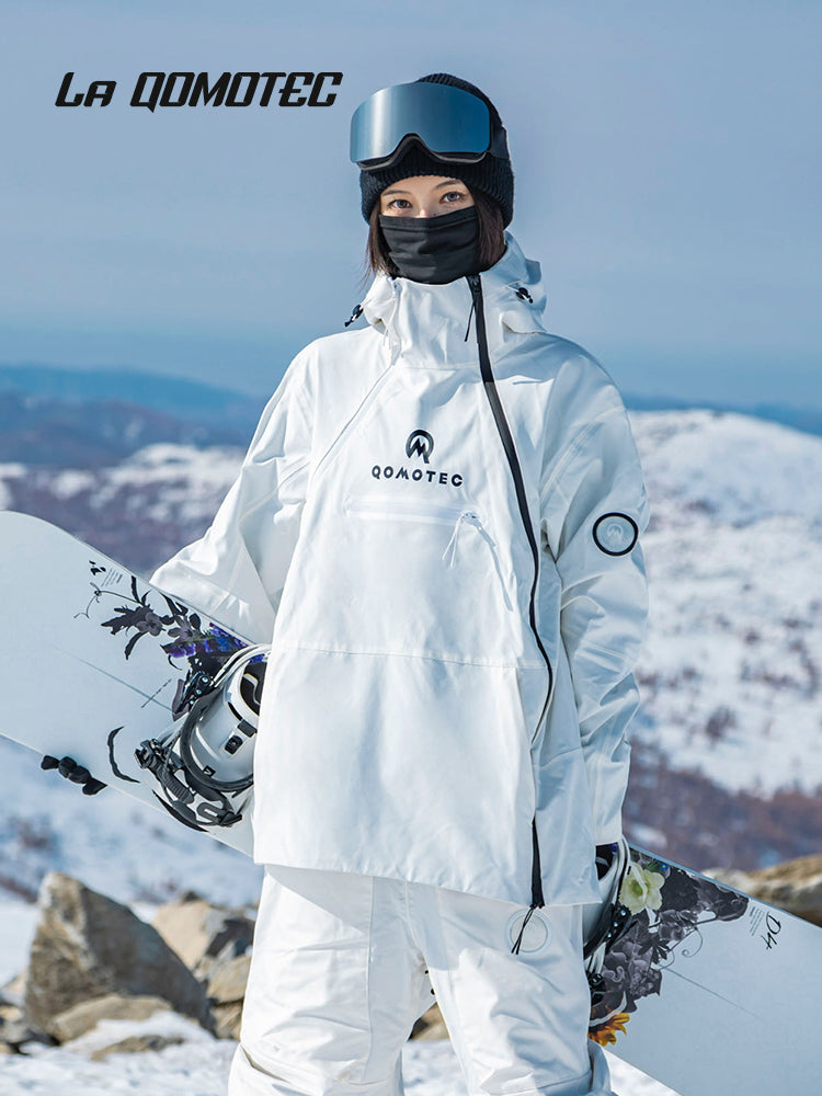 LA QOMOTEC White Hooded Zipper Snowboarding & Skiing Suit | 23new, qomotec, sale, snow coat, trending | RicosBoutique