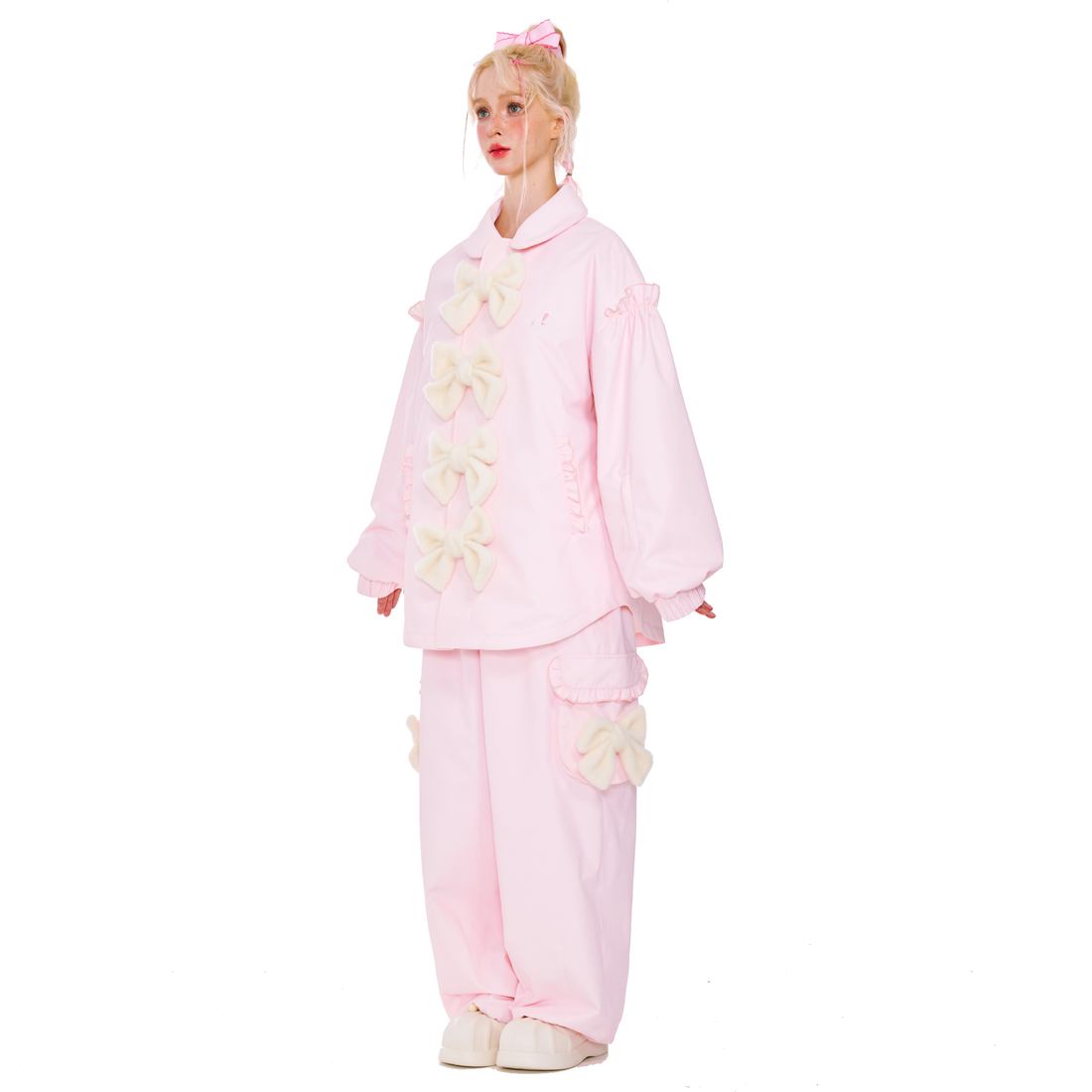 LMD Snow Pinky Plush Ribbon 3L Snowboarding Suit