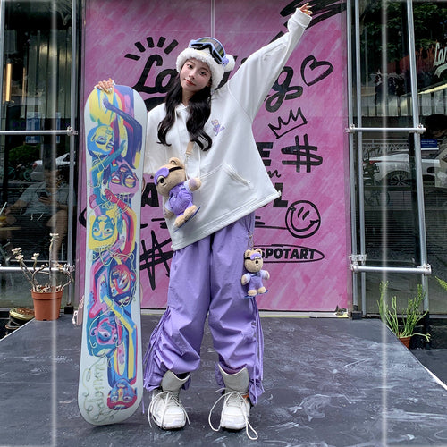 Skibear Purple Bear Snowboarding Waterproof Hoodie & Pants | 23new, clothing, other, skibear, snowhoodie, trending | RicosBoutique