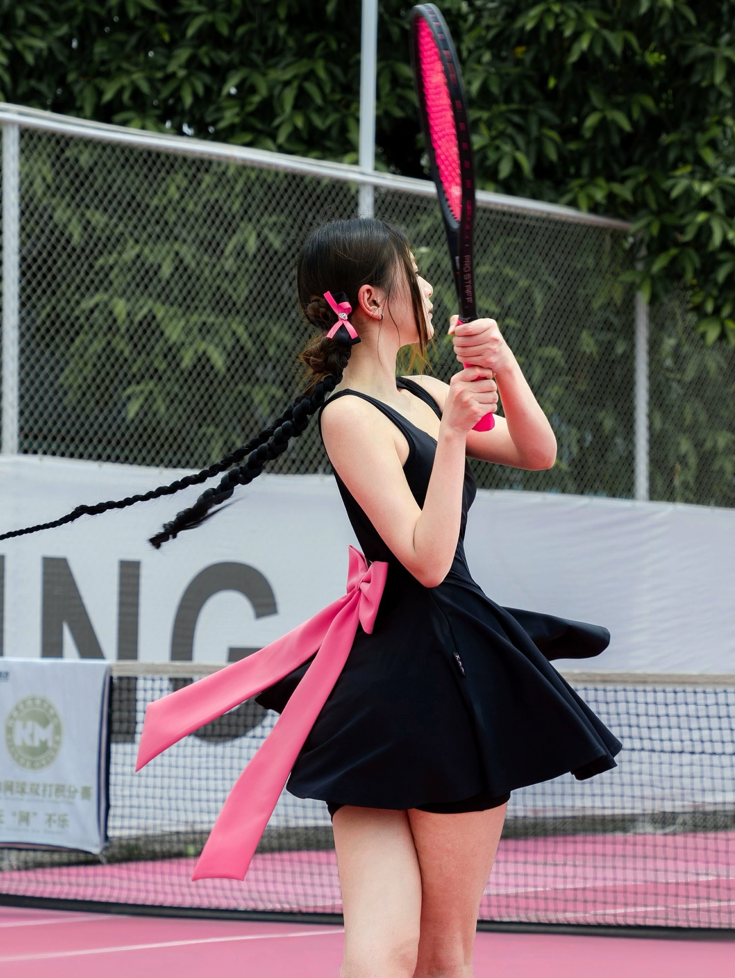 LMD Black Pink Dry Fit Tennis Dress