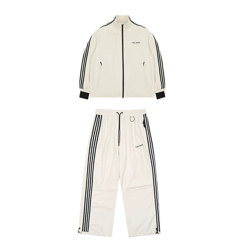 ChillWhite Black & White Strips Snowboarding Jackets & Pants