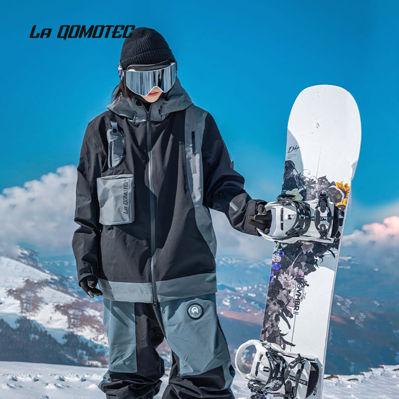 LA QOMOTEC Black Airplane Ski Suit | 23new, bibpants, classic, qomotec, snow coat, trending | RicosBoutique