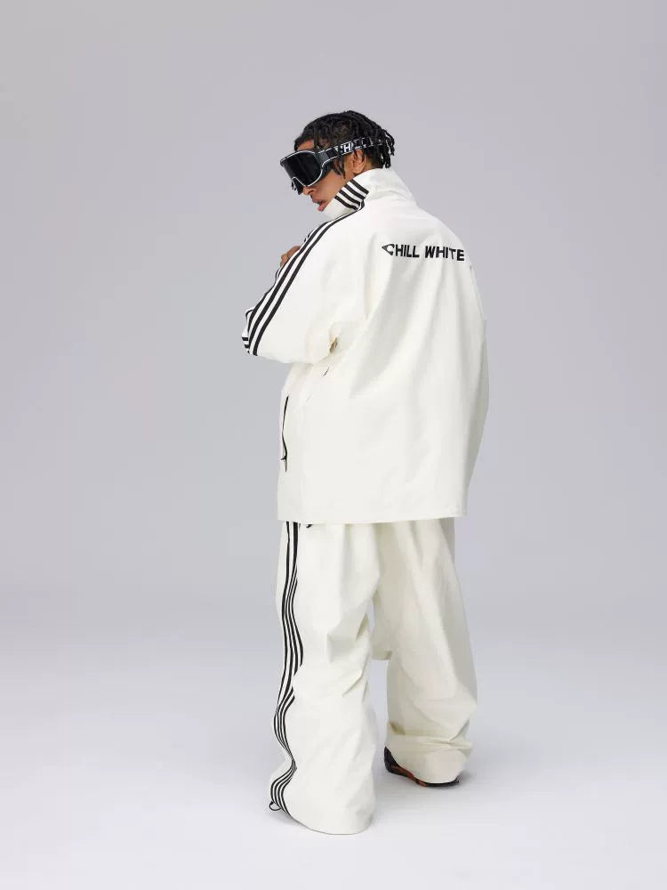 ChillWhite Black & White Strips Snowboarding Jackets & Pants