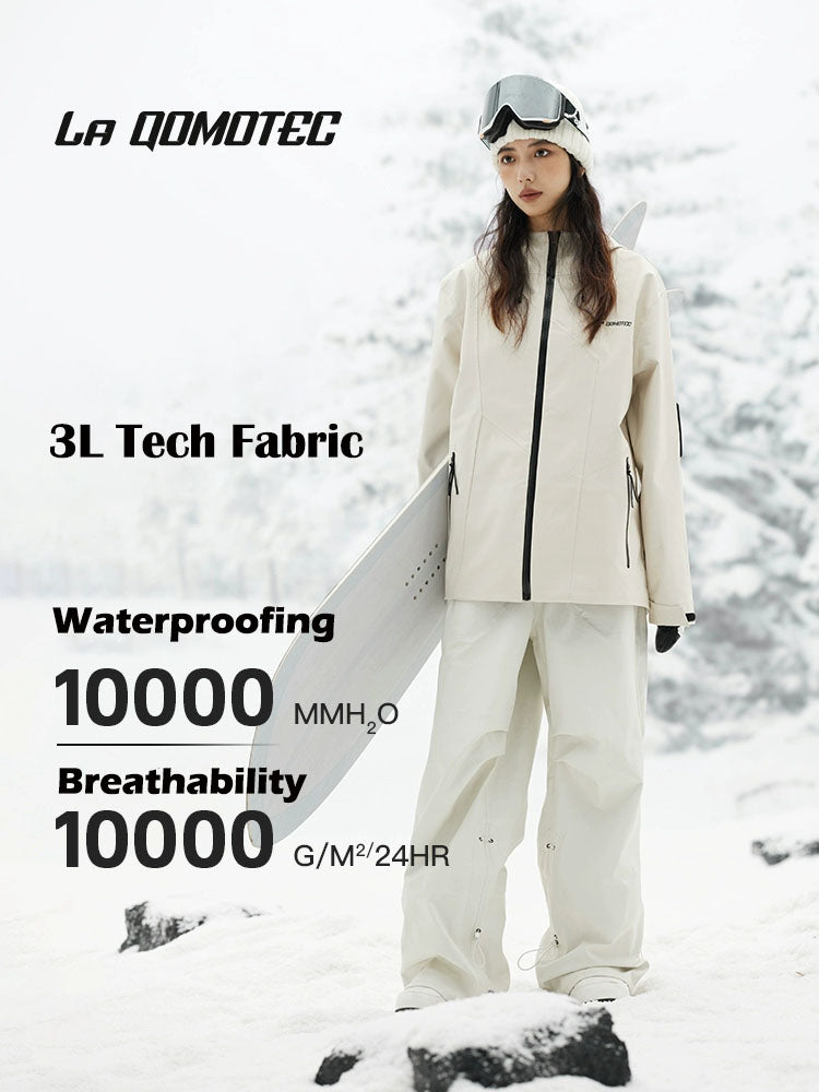 LA QOMOTEC Ivory 3L Snowboarding&Skiing Suit | 23new, qomotec, snow coat, trending | RicosBoutique