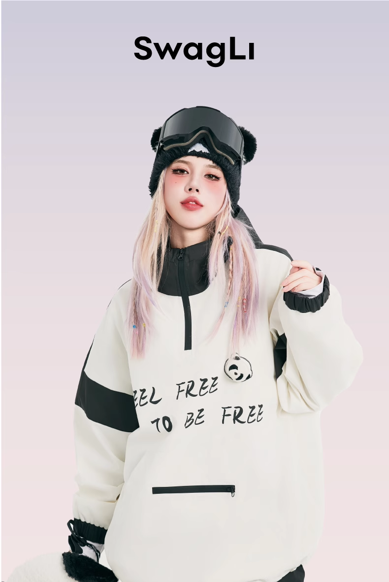 Swagli Panda Black & White Snowboard Pullover | Hoodies & Sweaters | 24/25 new, snowhoodie, swagli | Rico’s Snow Boutique